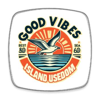 vibes island of usedom holiday sun good beach - Square fridge magnet - white - Front