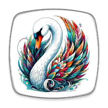 Cygne - Magnet carré - blanc - Devant