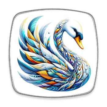 Cygne - Magnet carré - blanc - Devant