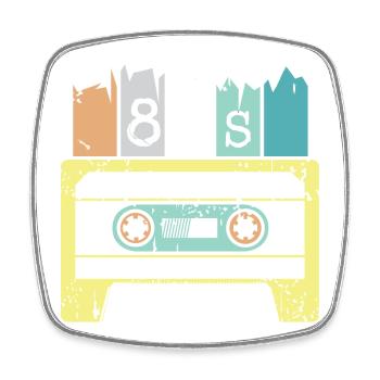 80s Kassette retro vintage Musik Symbol Grafik - Viereckiger Kühlschrankmagnet - Weiß - Vorne