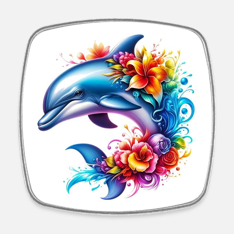 Delfin - Viereckiger Kühlschrankmagnet - Weiß