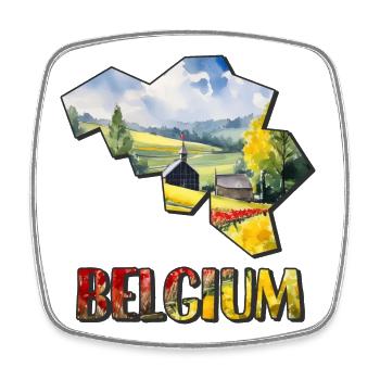 Aquarell Landkarte Belgien - Viereckiger Kühlschrankmagnet - Weiß - Vorne