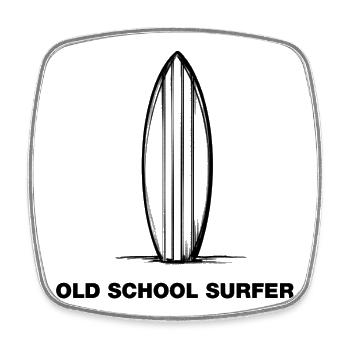Old School Surfer - Viereckiger Kühlschrankmagnet - Weiß - Vorne