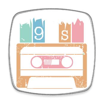 Cassette Musique Années 90 1990s Utilisé Look Logo Classique - Magnet carré - blanc - Devant