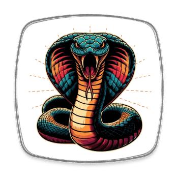 motif serpent Cobra dynamique et coloré - Magnet carré - blanc - Devant