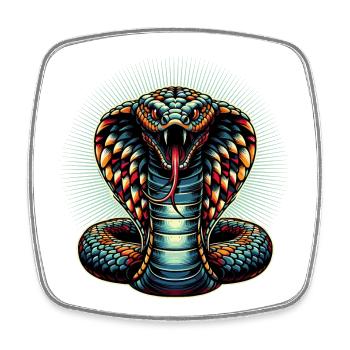 motif serpent Cobra dynamique et coloré - Magnet carré - blanc - Devant