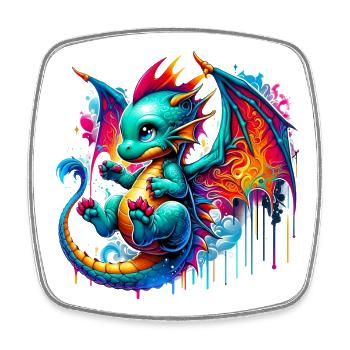 Dragon - Magnet carré - blanc - Devant