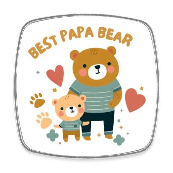 Father's Day. Best Papa Bear - Square fridge magnet - white - Front