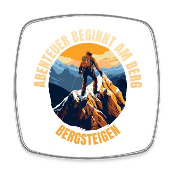 Abenteuer beginnt am Berg - Viereckiger Kühlschrankmagnet - Weiß - Vorne
