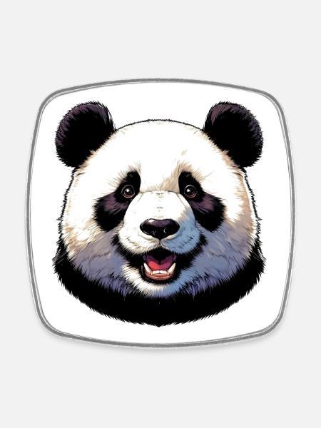 Panda - Square fridge magnet - white