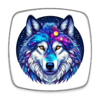 Loup - Magnet carré - blanc - Devant