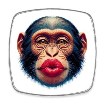 Monkey Kiss - Square fridge magnet - white - Front