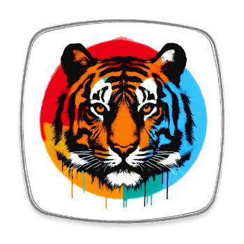 Tiger - Square fridge magnet - white - Front