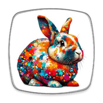 Rabbit - Square fridge magnet - white - Front