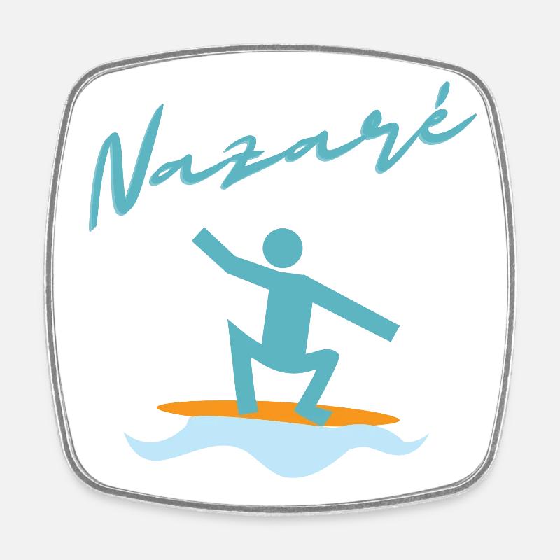 Nazaré Surfing Illustration - Square fridge magnet - white
