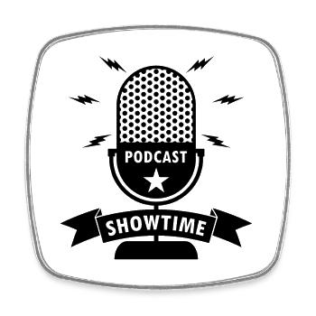 Podcast Showtime Mikrofon - Viereckiger Kühlschrankmagnet - Weiß - Vorne