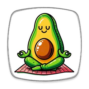 Avocado in Meditation - Viereckiger Kühlschrankmagnet - Weiß - Vorne