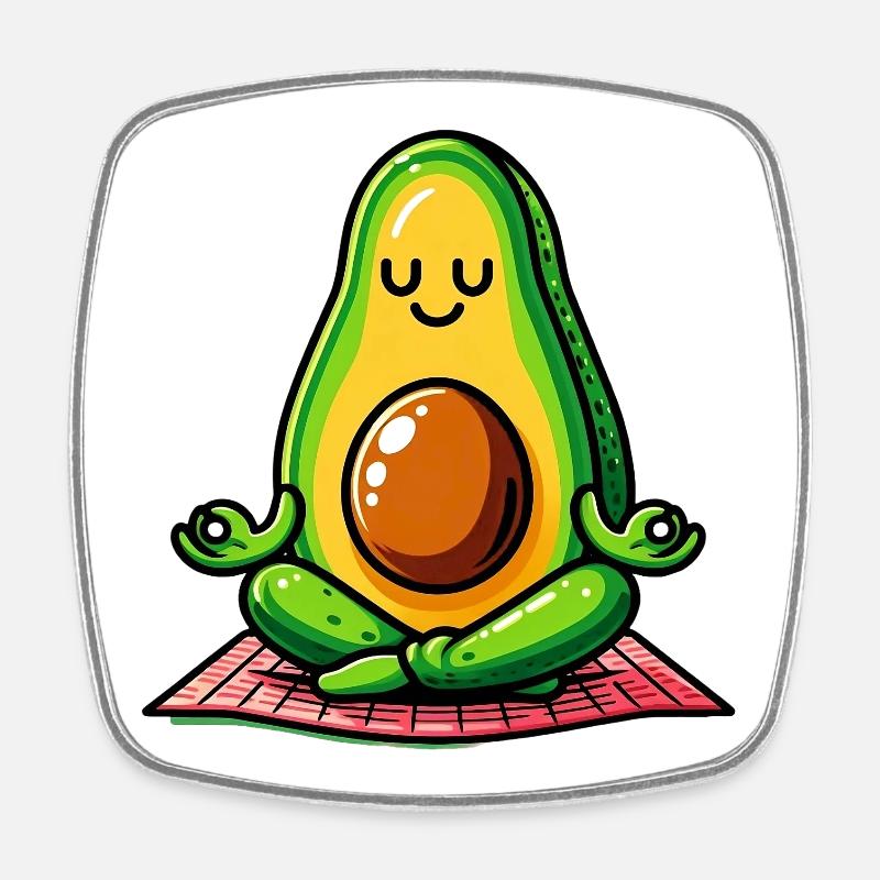 Avocado in Meditation - Viereckiger Kühlschrankmagnet - Weiß