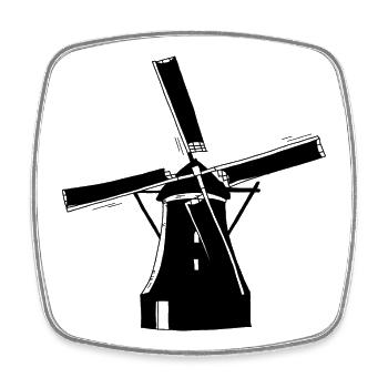 Windmühle schwarz - Viereckiger Kühlschrankmagnet - Weiß - Vorne
