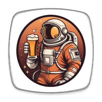 Sternenbier Astronaut - Viereckiger Kühlschrankmagnet - Weiß - Vorne