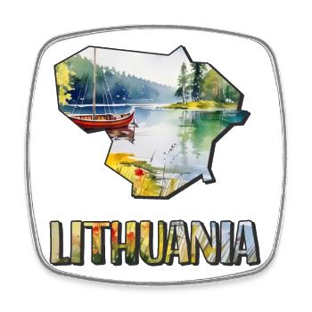 Watercolor Map of Lithuania - Square fridge magnet - white - Front