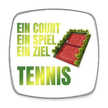 Ein Court - Ein Spiel - Ein Ziel - Tennis - Viereckiger Kühlschrankmagnet - Weiß - Vorne