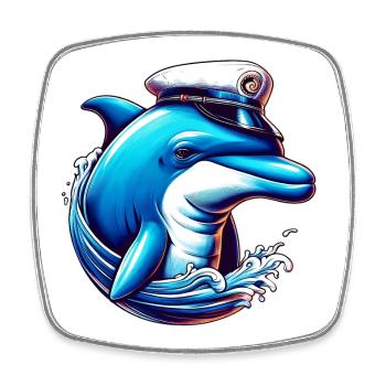 Dolphin Sailor - Square fridge magnet - white - Front