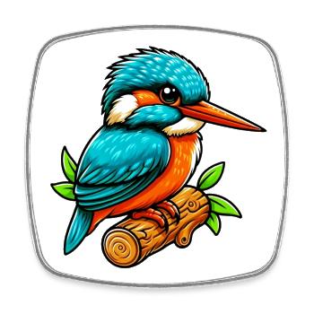 Eisvogel - Viereckiger Kühlschrankmagnet - Weiß - Vorne