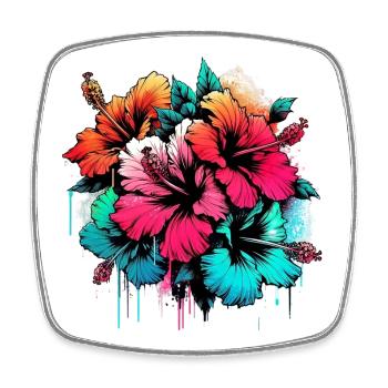 Hibiscus flowers - Square fridge magnet - white - Front