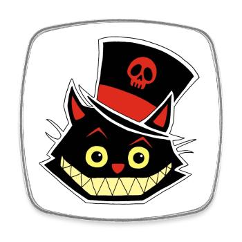 Cat and hat - Square fridge magnet - white - Front