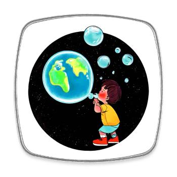 Planet Erde - Viereckiger Kühlschrankmagnet - Weiß - Vorne