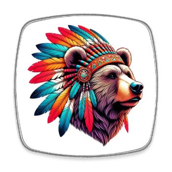 American Indian Bear American Red Bears - Square fridge magnet - white - Front