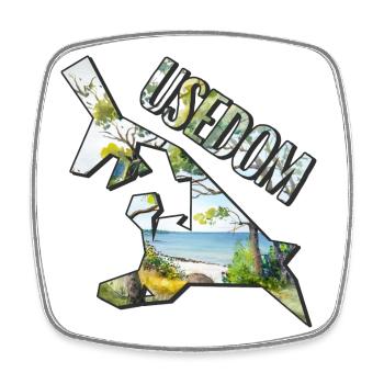Aquarell Landkarte Usedom - Viereckiger Kühlschrankmagnet - Weiß - Vorne