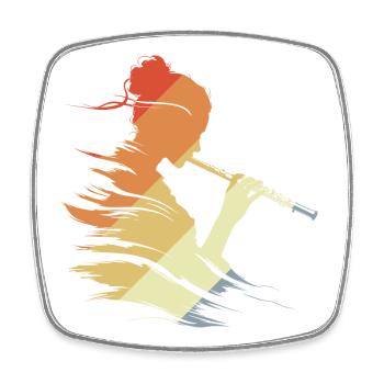 Flute Girl Graphic Retro - Square fridge magnet - white - Front