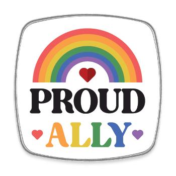 LGBTQ Pride Month - Proud Ally - Square fridge magnet - white - Front