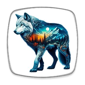Loup - Magnet carré - blanc - Devant