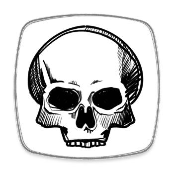 Skull - Bleistift-Zeichnung - Viereckiger Kühlschrankmagnet - Weiß - Vorne