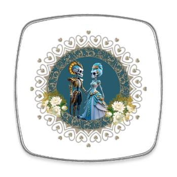 The cute skeleton couple in gothic style - Square fridge magnet - white - Front