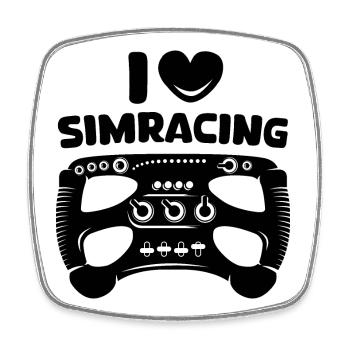 i love simracing Gaming Sim Racer Logo Herz Symbol - Viereckiger Kühlschrankmagnet - Weiß - Vorne