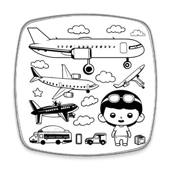 Cartoon Airplanes - Square fridge magnet - white - Front