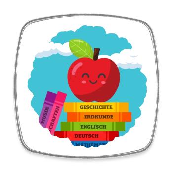 Buntes Schulanfang-Design für Kinder Einschulung - Viereckiger Kühlschrankmagnet - Weiß - Vorne