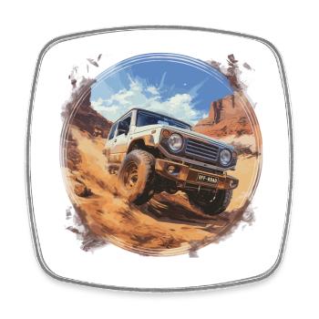 Jimny 4x4 Offroad Car - Square fridge magnet - white - Front