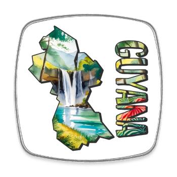 Carte à l’aquarelle de la Guyane - Magnet carré - blanc - Devant