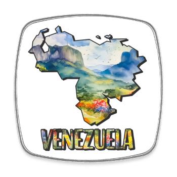 Aquarell Landkarte Venezuela - Viereckiger Kühlschrankmagnet - Weiß - Vorne