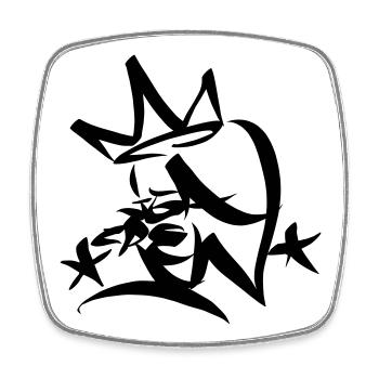 Graffiti Tag JGA Crew King 01 1C - Viereckiger Kühlschrankmagnet - Weiß - Vorne
