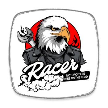 BIKER EAGLE - Magnet carré - blanc - Devant