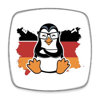 Humorvoller Pinguin mit Spruch und Flagge - Viereckiger Kühlschrankmagnet - Weiß - Vorne