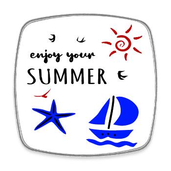 enjoy your Summer, Urlaub - Viereckiger Kühlschrankmagnet - Weiß - Vorne