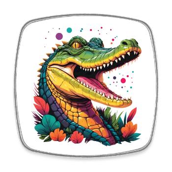 Tête de Crocodile - Magnet carré - blanc - Devant
