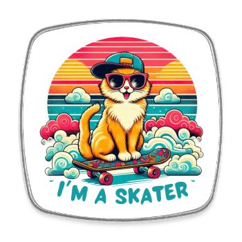 Je suis un patineur - Magnet carré - blanc - Devant
